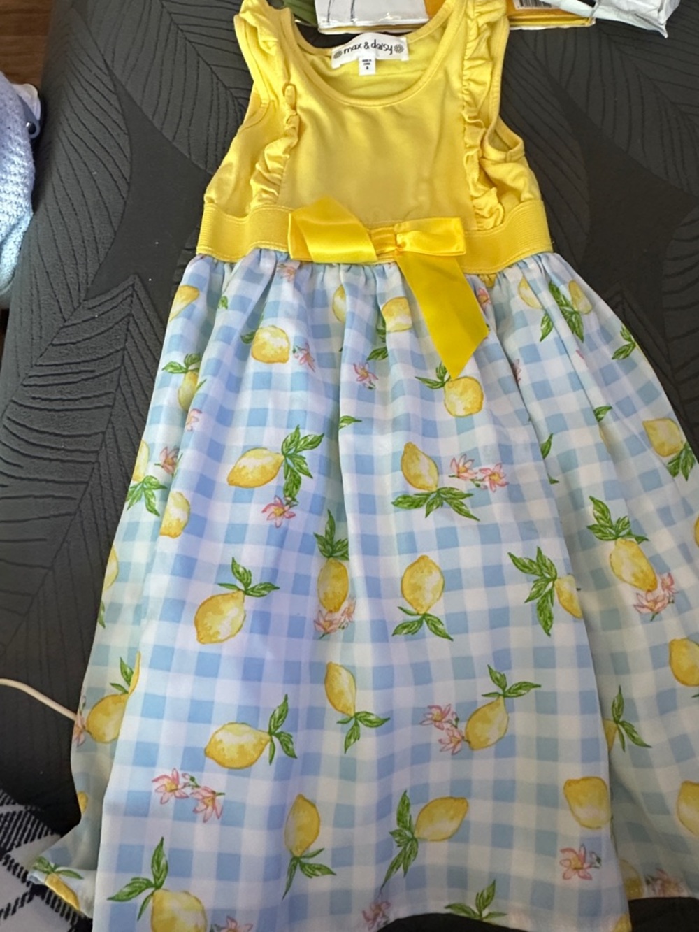 Yellow Lemon Print Girls' Dress